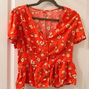 FREE SHIPPING V Neck Button Down Floral Top